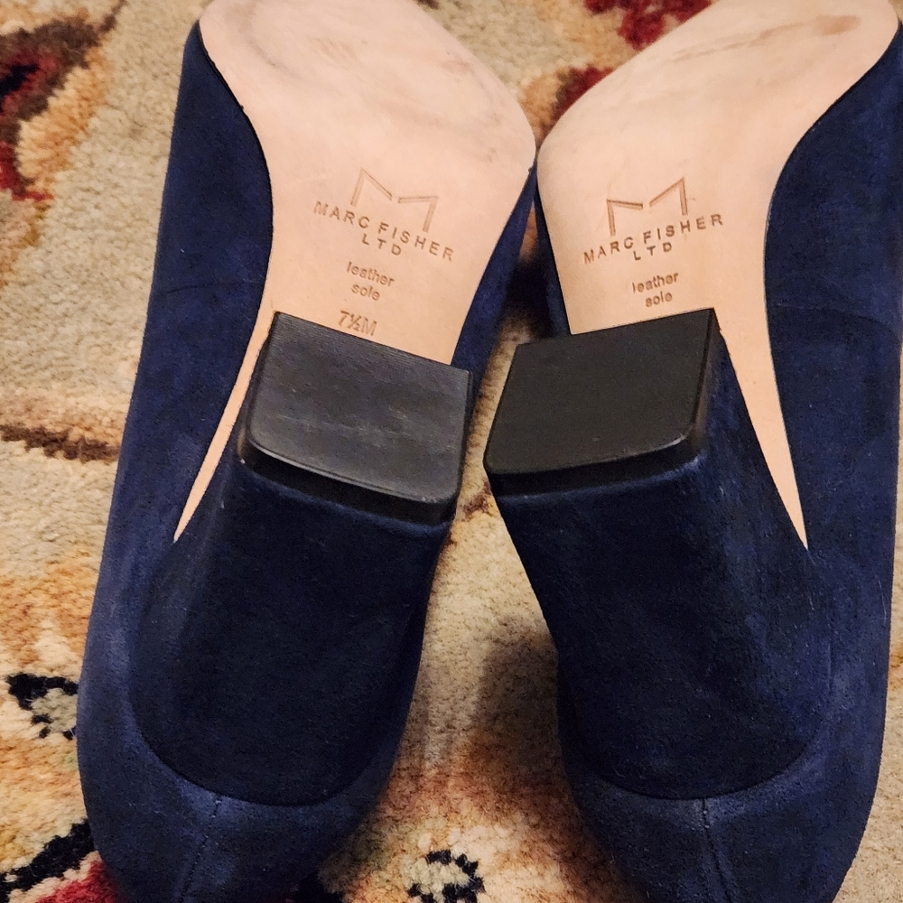 Marc Fisher Navy Suede Pointed-Toe Heels - Picture 9 of 9